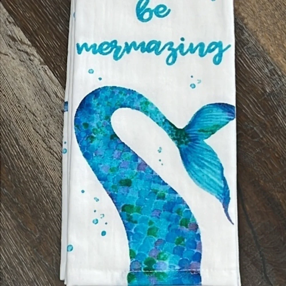 Sigrid Olsen - ‘Be Mermazing’ Mermaid dish towels (2). NWT Firm!